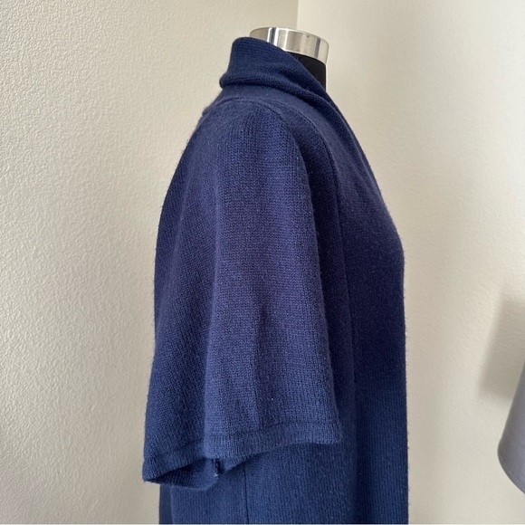 Angie Open Front Wool Blend Fringe Navy Blue Cardigan - Picture 11 of 11